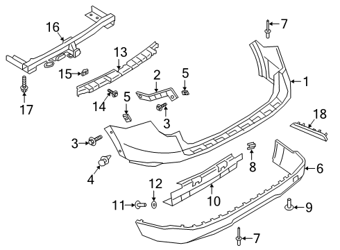 2022 Ford Police Interceptor Utility Bumper & Components - Rear Diagram 2 - Thumbnail