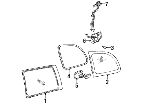 1996 Ford Windstar Quarter Window Diagram 2 - Thumbnail