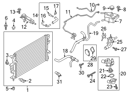 2014 Lincoln MKZ Radiator & Components Diagram