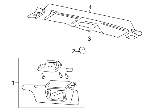 2009 Ford Mustang Sunvisor, Passenger Side Diagram for AR3Z-7604104-AA