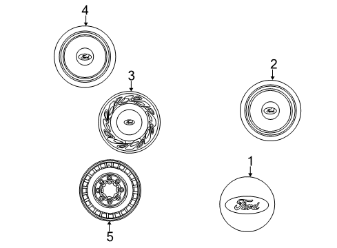 2001 Ford E-150 Econoline Club Wagon Wheel Covers & Trim Diagram