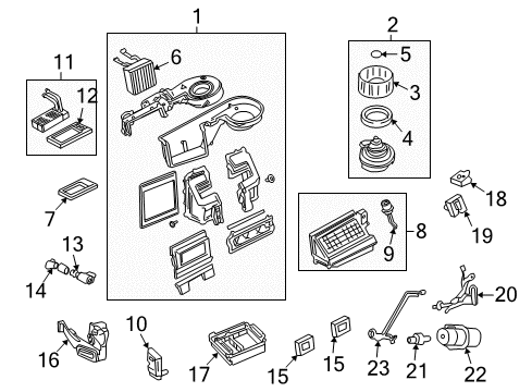 2007 Mercury Mountaineer A/C Evaporator & Heater Components Diagram