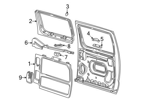 1998 Ford E-150 Econoline Interior Trim - Side Loading Door Diagram 2 - Thumbnail
