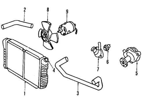 1987 Mercury Lynx Cooling System, Radiator, Water Pump, Cooling Fan Diagram