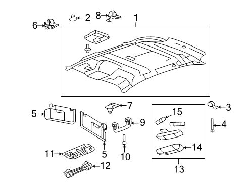 2012 Lincoln MKX Interior Trim - Roof Diagram