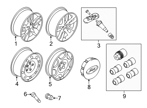 2013 Ford Edge Wheel, Alloy, Black Diagram for DA8Z-1007-F