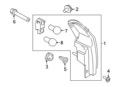 2020 Ford EcoSport Tail Lamp Assembly, Rear Outer Passenger Side Diagram for GN1Z-13404-G