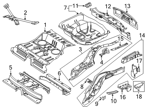 2018 Ford Police Interceptor Utility Rear Floor & Rails Diagram