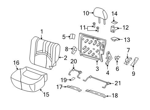 2011 Mercury Mariner Rear Seat Components Diagram 1 - Thumbnail