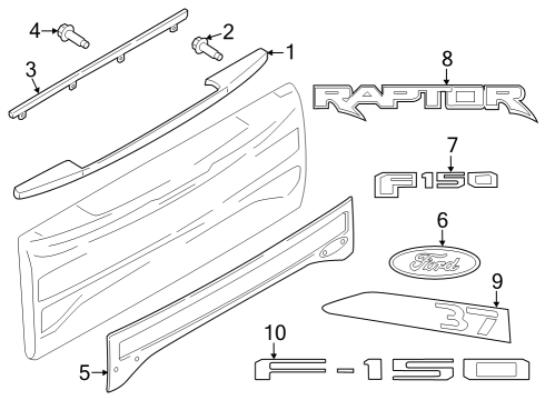 2022 Ford F-150 Exterior Trim - Tail Gate Diagram