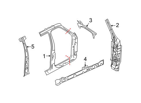 2009 Ford Expedition Center Pillar, Rocker, Uniside Diagram
