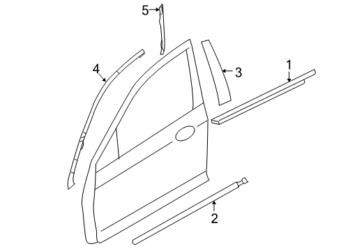 2007 Ford Fusion Exterior Trim - Front Door Diagram
