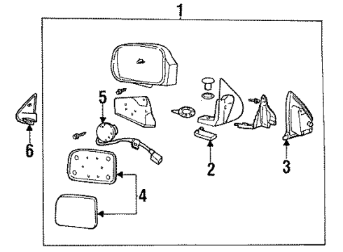 1995 Mercury Villager Mirror Assembly, Rear Outer Driver Side Diagram for F3XY17696A