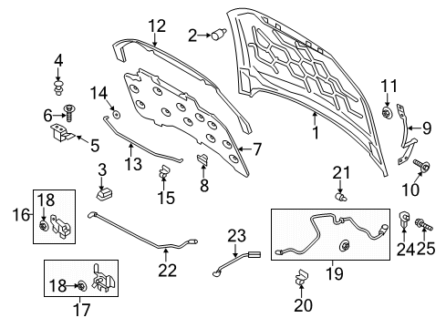 2014 Ford Fusion Hood & Components Diagram