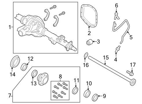 2024 Ford F-250 Super Duty Axle Housing, Rear Diagram for PC3Z-4010-F