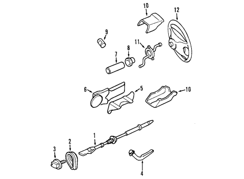 2002 Mercury Cougar Steering Column & Wheel, Steering Gear & Linkage Diagram 1 - Thumbnail