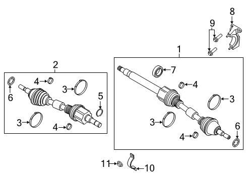 2021 Ford Edge Drive Axles - Front Diagram
