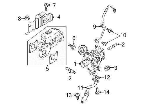 2015 Ford Focus Turbocharger, Engine Diagram 1 - Thumbnail