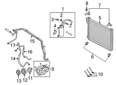 2021 Ford E-350 Super Duty A/C Condenser, Compressor & Lines Diagram