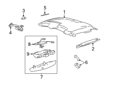 2009 Lincoln Town Car Interior Trim - Roof Diagram