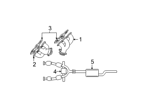 1999 Ford Mustang Exhaust Components, Exhaust Manifold Diagram 1 - Thumbnail