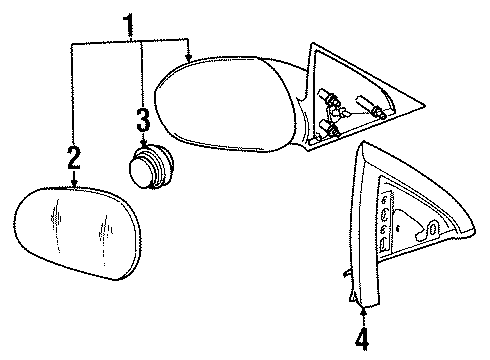 1997 Ford Mustang Mirror Glass, Outer Passenger Side Diagram for F4ZZ-17K707-A