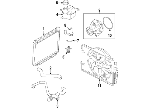 2010 Ford Mustang Cooling System, Radiator, Water Pump, Cooling Fan Diagram 5 - Thumbnail