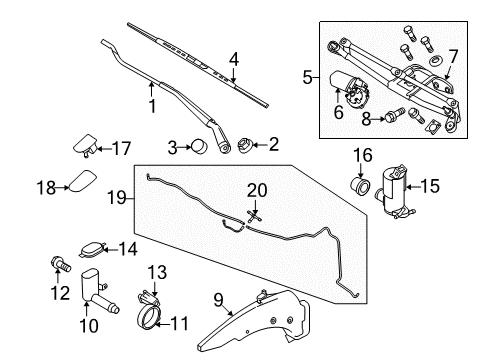 2012 Ford Transit Connect Windshield - Wiper & Washer Components Diagram