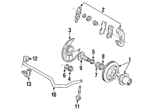 1990 Ford F-250 Front Brake Components Diagram 2 - Thumbnail