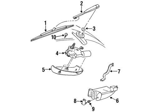 1999 Mercury Sable Lift Gate - Wiper & Washer Components Diagram