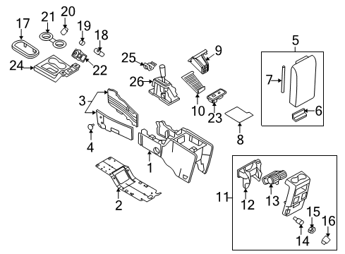 2007 Mercury Mountaineer Front Console, Rear Console Diagram