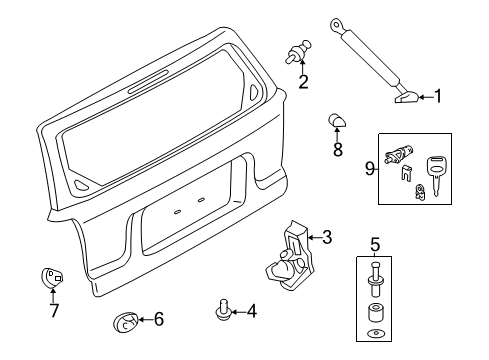 2012 Ford Escape Lift Gate - Lock & Hardware Diagram