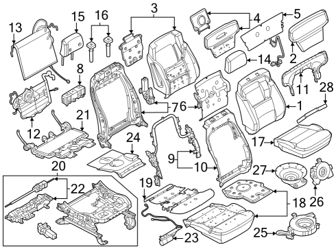 2023 Ford F-250 Super Duty Passenger Seat Components Diagram