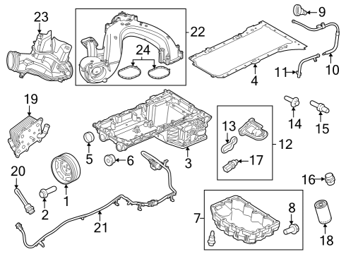 2023 Ford F-350 Super Duty Engine Parts & Mounts, Timing, Lubrication System Diagram 1 - Thumbnail