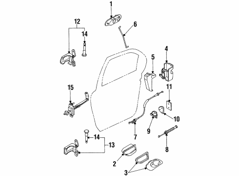 1996 Ford Contour Rear Door - Lock & Hardware Diagram