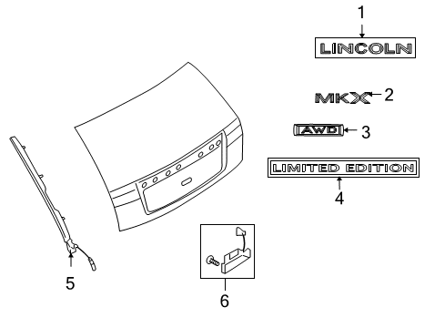 2009 Lincoln MKX Exterior Trim - Lift Gate Diagram