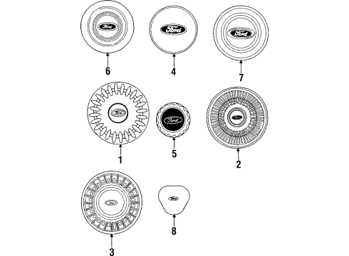 1997 Ford Crown Victoria Wheel Covers & Trim Diagram