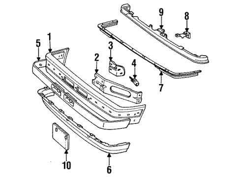 1993 Ford Explorer Face Bar, Black, Front Diagram for YL2Z17757ABA
