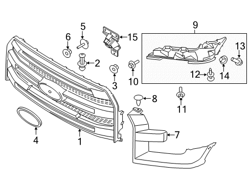 2017 Ford F-150 Grille & Components Diagram 3 - Thumbnail