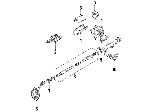 1986 Ford Escort Steering Shaft & Internal Components, Shroud, Switches & Levers Diagram