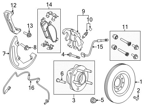 2012 Lincoln MKT Brake Components Diagram