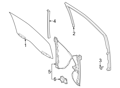 2023 Ford F-250 Super Duty Glass - Front Door Diagram