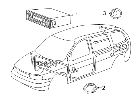 2005 Mercury Monterey Speaker, Front Passenger Side Diagram for 6F2Z-18808-EA