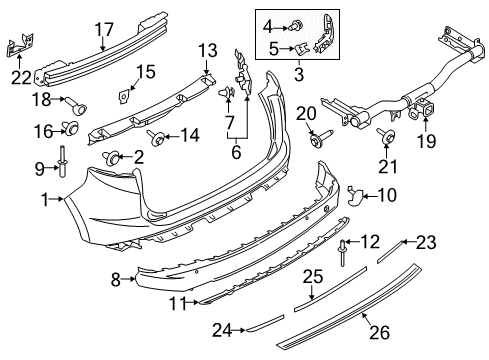2015 Ford Edge Reflector, Rear Center Inner Diagram for FT4Z-15A448-B