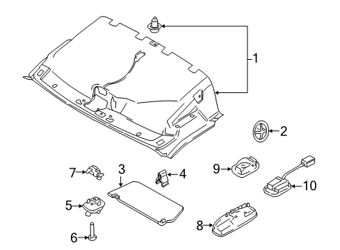2020 Ford Transit-350 HD Sunvisor, Passenger Side Diagram for EK4Z-6104104-BB