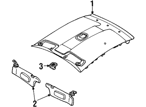1998 Ford Escort Sunvisor, Prairie Tan, Driver Side Diagram for F8CZ5404105DAE