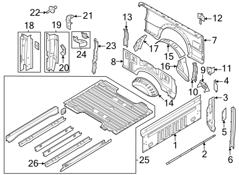 2023 Ford F-250 Super Duty Front & Side Panels, Floor Diagram