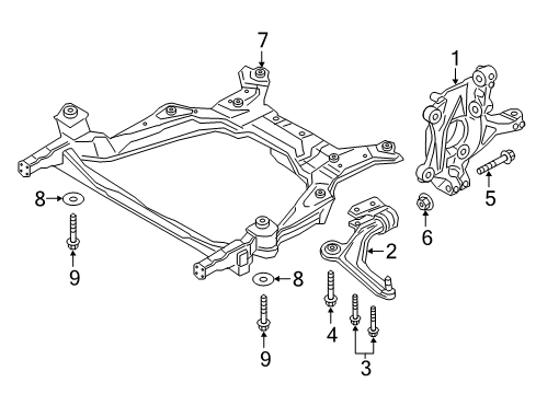 2019 Lincoln Continental Front Suspension Components, Lower Control Arm, Stabilizer Bar Diagram