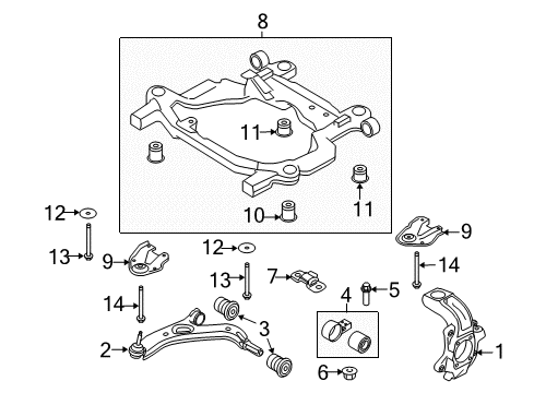 2013 Ford Flex Engine Cradle, Front Diagram for DA8Z-5C145-A