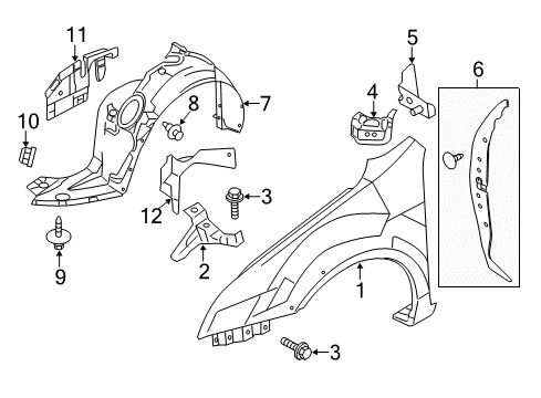 2012 Lincoln MKZ Fender & Components Diagram 2 - Thumbnail